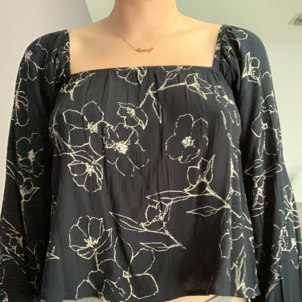 Navy Blue Billabong Floral Top